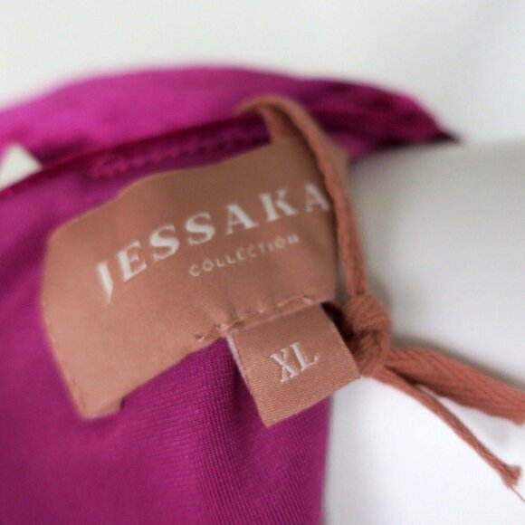 JESSAKAE Noor Dress Velvet Magenta Stretch Front Panel Drape Sash Women's XL NWT - Picture 5 of 5